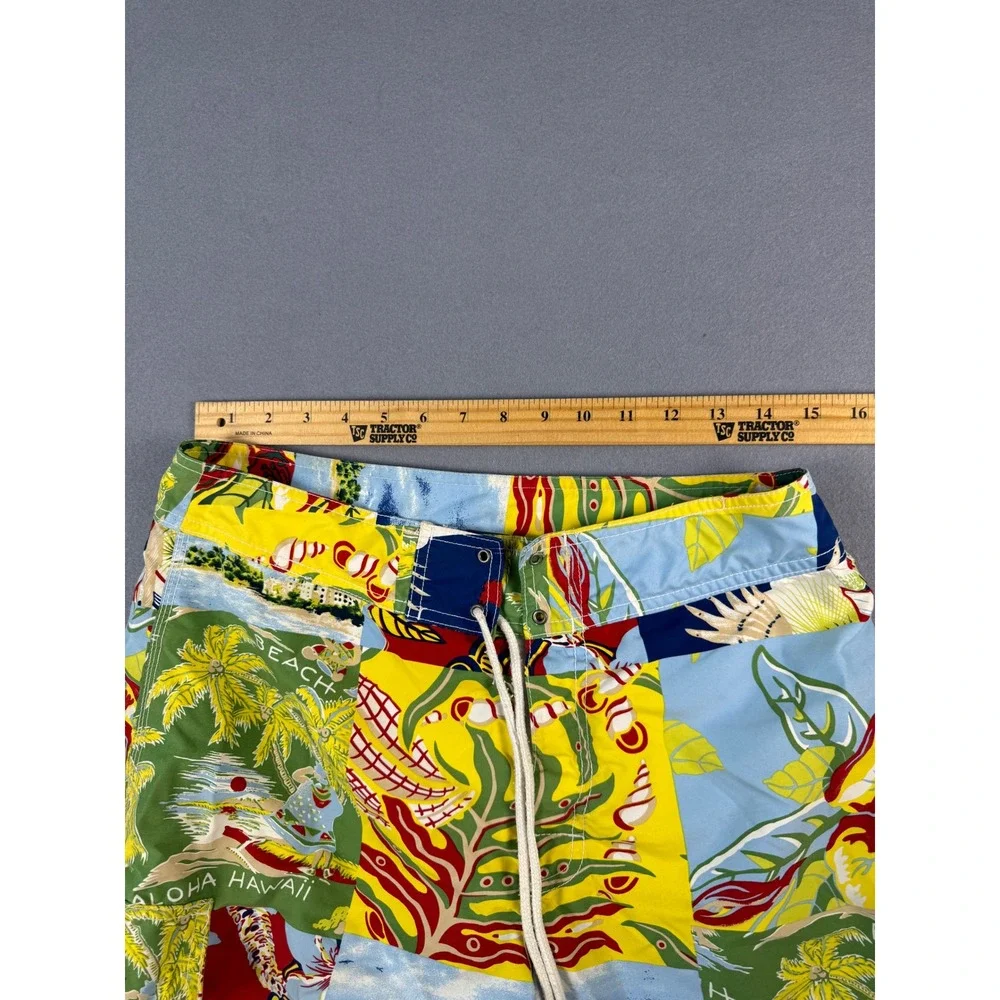 Polo Ralph Lauren Mens Patchwork Tropical Hawaiian Board Shorts Swim Trunks 30